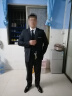 罗蒙西服套装男士商务修身西装男职业正装小西服新郎伴郎结婚礼服外套 黑色单扣【西服+西裤+马甲+衬衫 185/3XL【145-160斤】+7件礼品 实拍图