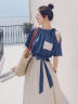 妍莉芬（yanlifen）连衣裙女2024夏装新款法式气质设计感衣服小众到及脚踝长裙子夏季 蓝色 M 体重108-125 实拍图