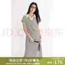 独束大码女装POLO领条纹收腰连衣裙2024夏季新款休闲百搭 黑白条纹 XL (尺码：3) 实拍图