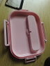 美厨（maxcook）304不锈钢饭盒1.6L 上班族学生带饭分格餐盘 注水保温儿童便当盒 樱花粉四格【配筷勺+汤碗】. 实拍图