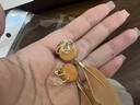 蔓笙民族风长款羽毛耳环海边耳夹无耳洞女新款度假风耳钉复古流苏耳饰 耳钉一对 实拍图