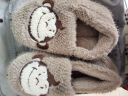 BAIHOU白猴冬季立体绣花男女貂毛厚底居家卡通包跟棉拖鞋 91灰色46-47 晒单实拍图
