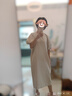 对白舒适透气TR面料连衣裙女夏季新款法式茧型气质显瘦连袖裙子 海贝色 S 实拍图