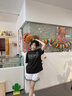 BJHG【徐新驰同款】 不计后果夏美式环保麂皮绒短袖上衣男宽松情侣T恤 黑色 L (120-140斤） 实拍图