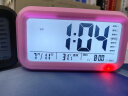 BBA闹钟锂电充电款智能电子感光三组闹铃儿童学生钟 开学礼物粉色 实拍图