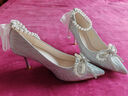 ZHR高跟鞋女优雅法式细跟女鞋水晶婚鞋女气质单凉鞋女 Y729 银色 35 实拍图