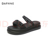 DAPHNE达芙妮两穿凉拖鞋女夏外穿新款夏季仙女风踩屎感平底百搭罗马凉鞋 黑色 4cm 37 (235mm) 标准码 实拍图
