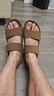 百丽（Belle）男鞋吐司鞋凉拖鞋休闲鞋舒适轻便男士真牛皮沙滩勃肯凉鞋A1452BL4 棕色【1代升级版】 42 (260mm) 实拍图