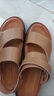 轩途诗凉鞋男真皮夏季休闲男士沙滩鞋潮外穿软底拖鞋男耐磨防滑青年两用 2510卡其色 42 实拍图