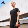 adidas速干舒适跑步运动上衣圆领短袖T恤女装夏季阿迪达斯官方 黑色 XL 实拍图
