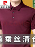 皮尔卡丹（pierre cardin）高档保罗短袖t恤男士桑蚕丝翻领中年爸爸装夏季休闲半袖冰.丝polo 酒红 XL 175/92A(建议130-145斤) 实拍图