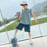 左西男童夏装套装2025儿童夏季速干篮球服运动背心两件套 蓝灰色 110 实拍图