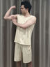 莫代尔冰丝睡衣男夏季背心无袖薄款2026新款夏天凉感宽松男款家居服套装 25706【主图热销款】 L码【建议120-140斤】 实拍图