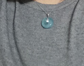 朱梦缘女士平安扣项链海蓝宝吊坠男天然水晶锁骨链送女友新年情人节礼物 平安扣吊坠-银链款-配鉴定证书 实拍图