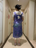 两三事度假超仙的裙子女夏季紫色油画艺术吊带海边连衣裙云雾睡莲 紫色 L 实拍图