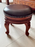 乐满庭美式实木小圆凳客厅泡茶凳子 复古茶几凳雕花小凳子皮凳圆形矮凳 实拍图
