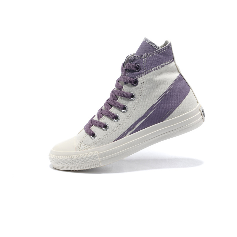 匡威converse 新款女式高帮双色拼接帆布鞋 紫白 131439 紫白 36