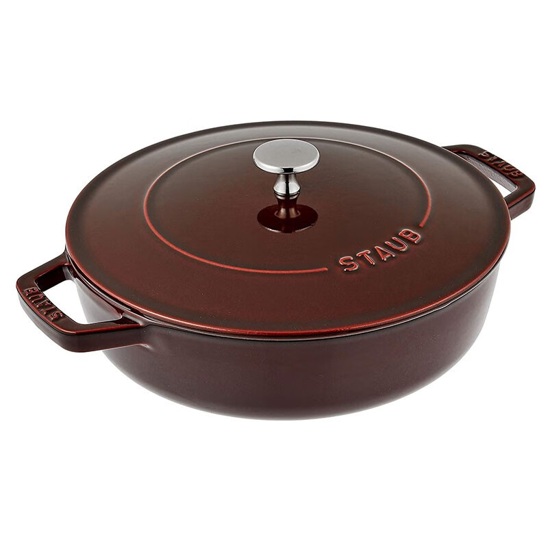 双立人(zwilling)珐琅铸铁锅焖锅色 家用炖锅24cm 德国进口 酒红色 24