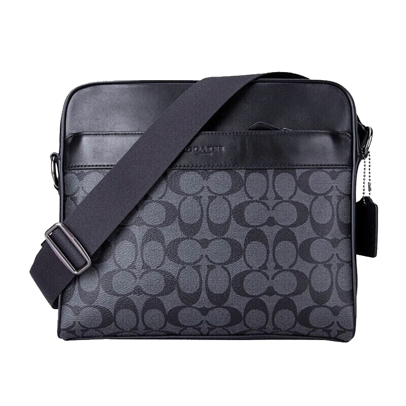 coach 蔻驰 奢侈品 新款男士时尚百搭浮雕c纹横款单肩斜挎包小方包 f2