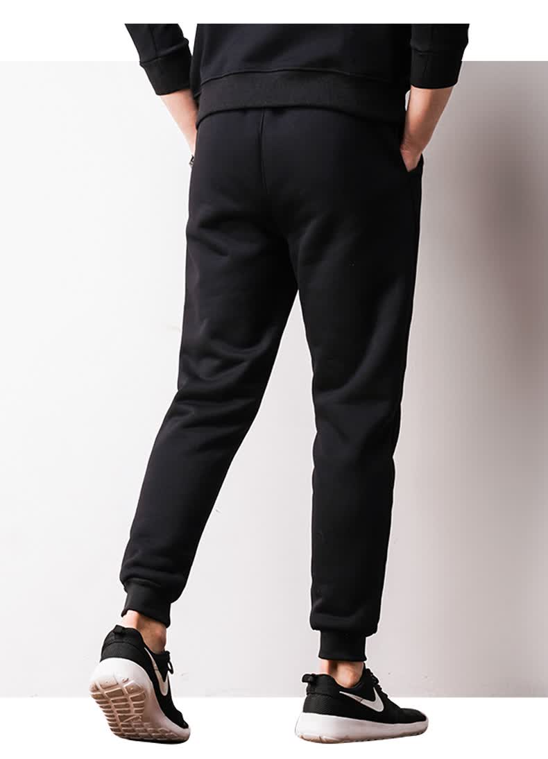 运动裤男加绒加厚长裤冬季新款束脚大码宽松保暖休闲裤纯色棉质男士