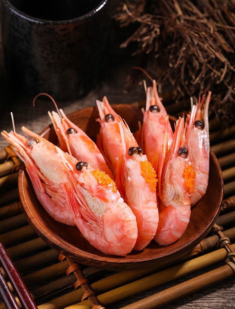 沃派 北极虾新货头籽 熟冻甜虾冰虾 10斤装 盒装 70-90只/kg 黑头少