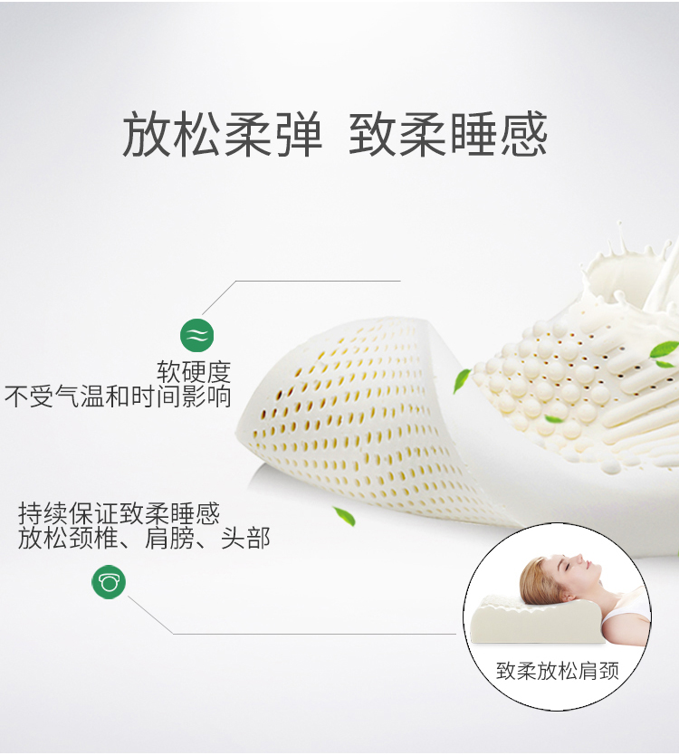 38518-【买一个送一个 送同款】睡眠博士(AiSleep)枕芯 乳胶枕进口乳胶护颈枕 58*35*9/11(按摩大颗粒)-详情图