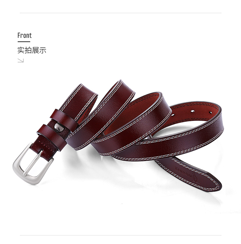 时尚风格袋鼠(bandicoot)皮带女士韩版装饰简约牛皮腰带女时尚针扣