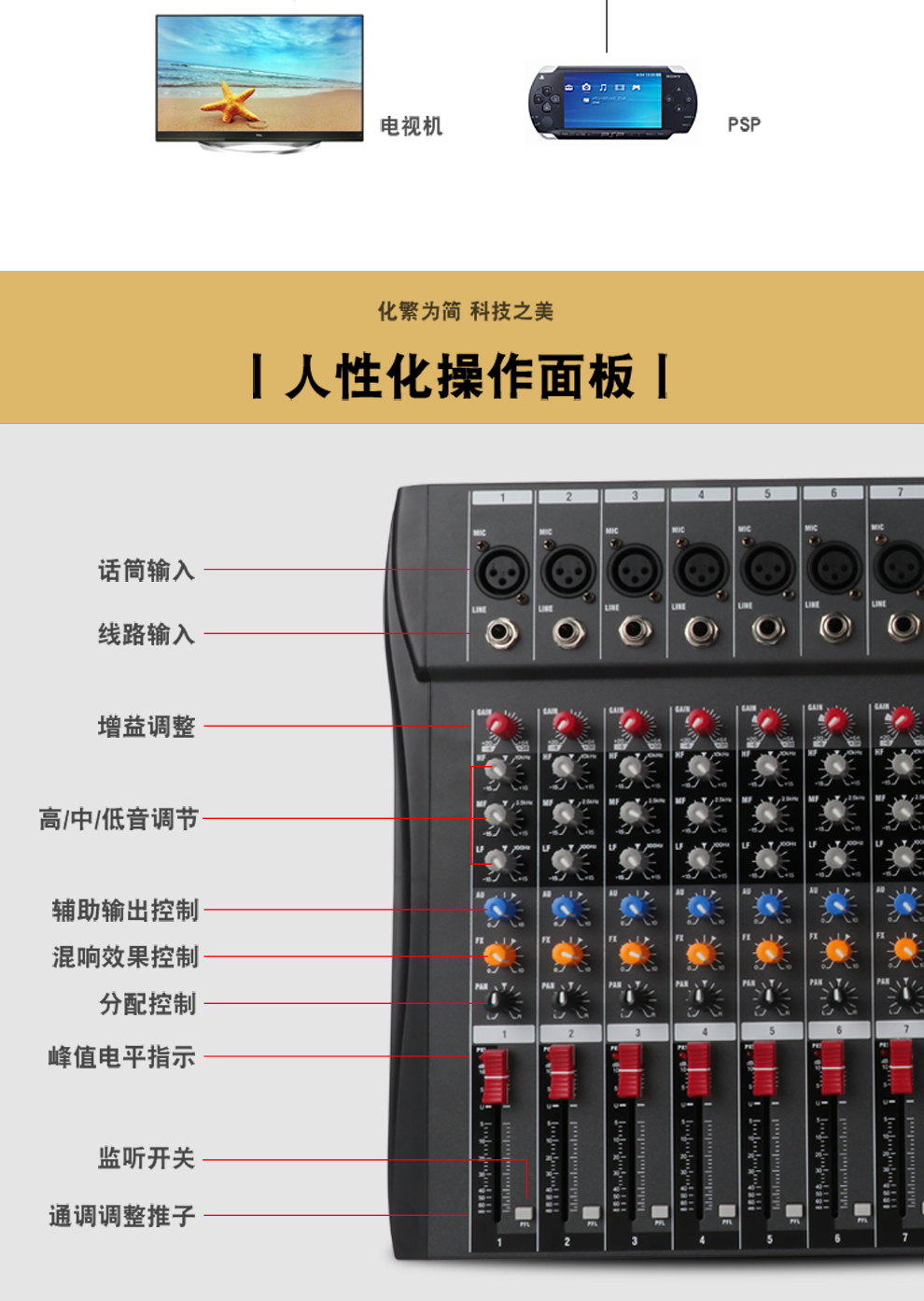 tkl专业812路调音台小型家用带效果器蓝牙usb播放混响器婚庆会议室