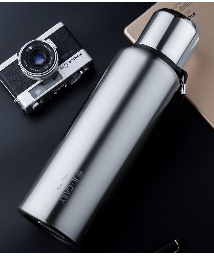 贵人全钢保温杯304不锈钢真空水杯男女士成人时尚吊带潮流儿童杯子800