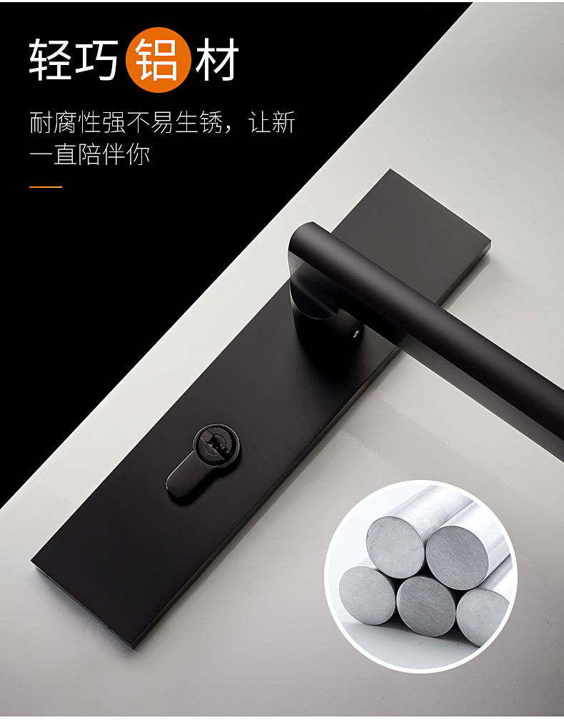 卡贝cobbe门锁室内卧室房门锁美式卫生间实木门把手家用静音门锁具