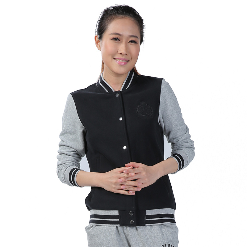 乔丹2015新款春秋款女士外套休闲长袖开衫卫衣女薄款 黑色 xxl