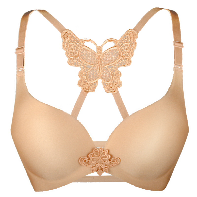 西贝拉的优雅 女士文胸 y型蕾丝镂空夏日美背聚拢侧扣光面内衣51w8088