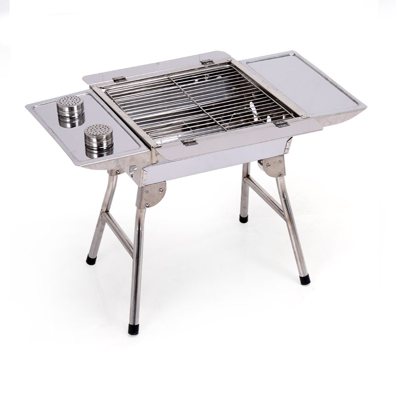 不锈钢烧烤炉 户外便携家用烧烤架 加厚折叠木炭烧烤炉子 标配-烤炉