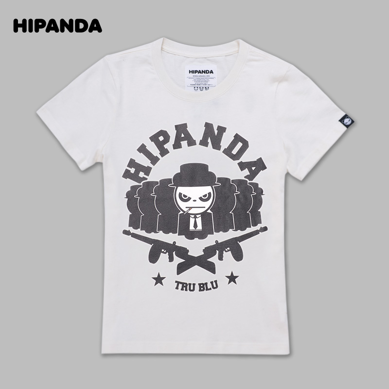 hipanda 女士t恤短袖t恤女 设计潮牌 双枪短袖t恤 米白 170/xl
