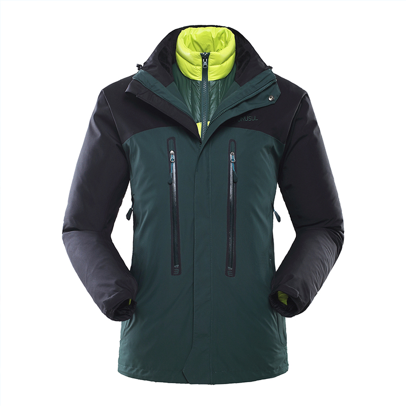 3unusul三由冲锋衣 秋冬新款男士防水防风三合一冲锋衣正品 墨绿 xxl