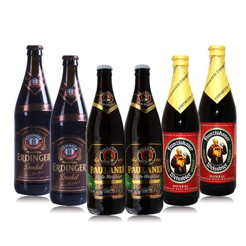 德国啤酒艾丁格 柏龙 教士黑白混搭啤酒500ml*6瓶装 柏龙黑 教士黑 艾