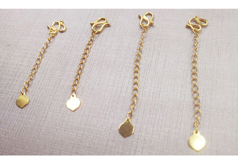 黄金延长链尾999足金加长尾链项链手链脚链调节diy长尾链配件 s扣5cm