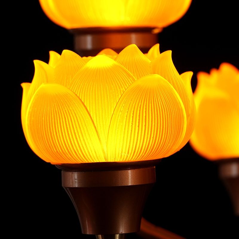 佛灯供灯纯铜琉璃led插电莲花灯七品大佛灯供佛长明灯寺庙佛堂家用供