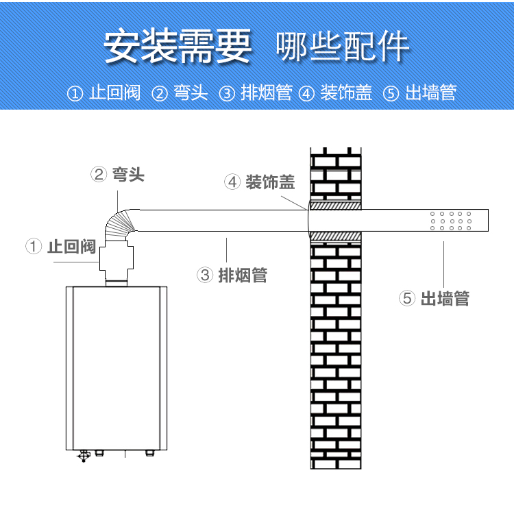 今安燃氣熱水器配件直徑58cm不鏽鋼排煙管加厚排氣管廢氣排風管加長