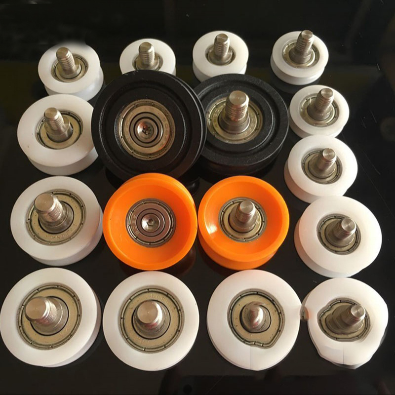 定制625轴承带m6螺杆u凹槽608滑轮塑料尼龙626滚轮包胶轮u型槽轮导轮