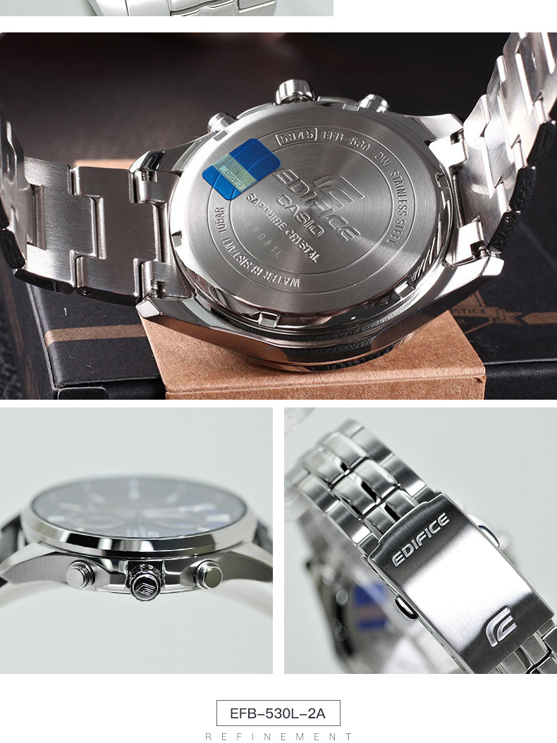 卡西欧(casio)手表 edifice efb-530d/l 多功能石英运动男士腕表人造
