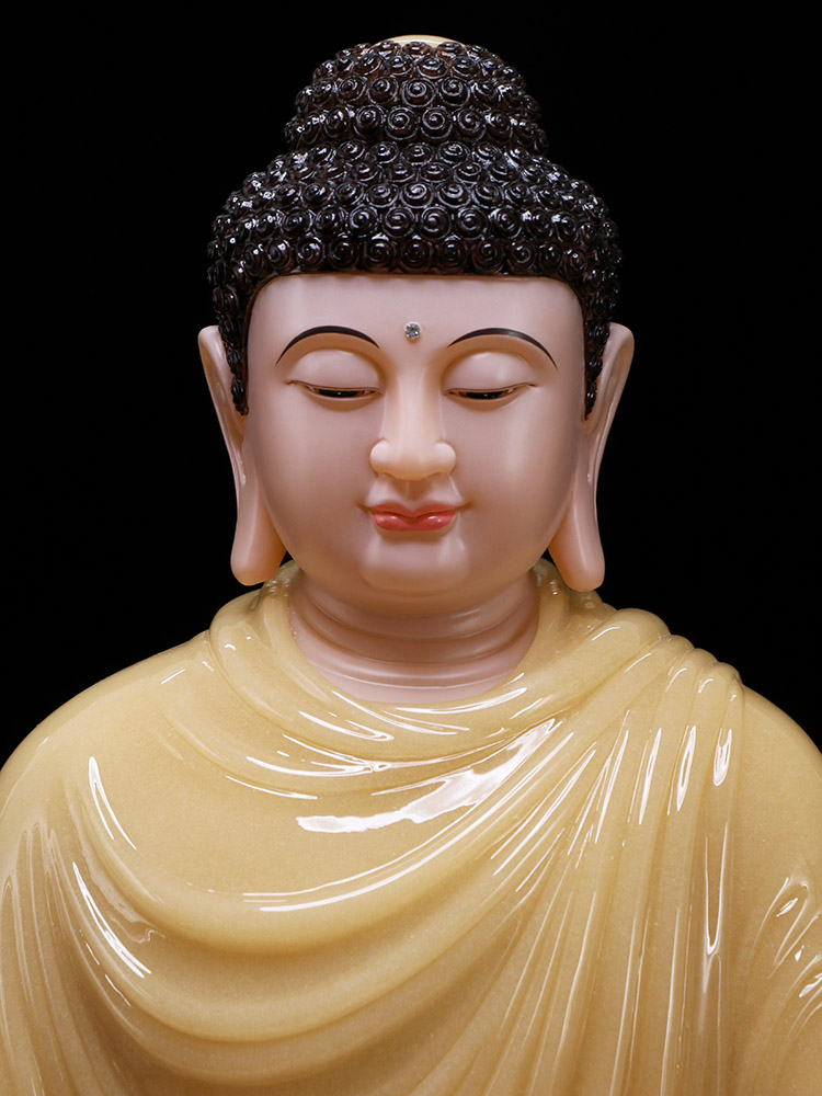 圆通佛具 汉白玉释迦牟尼佛像释迦成道佛三宝佛阿弥陀佛摆件佛教用品