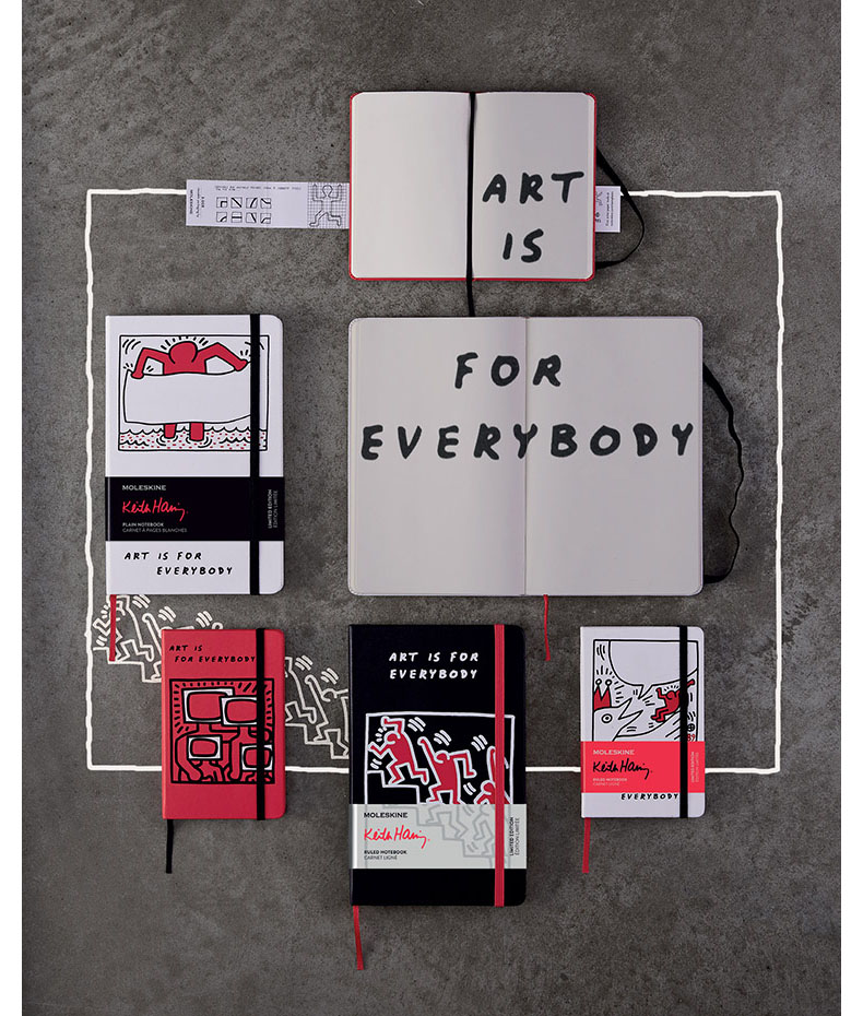 文房具社moleskinekeithharing凯斯哈林签名笔记本白色口袋型