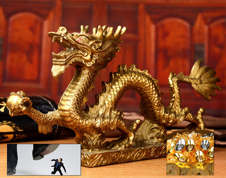 福善缘 铜龙摆件纯铜青龙风水龙装饰品家居饰品十二生肖龙工艺品大号