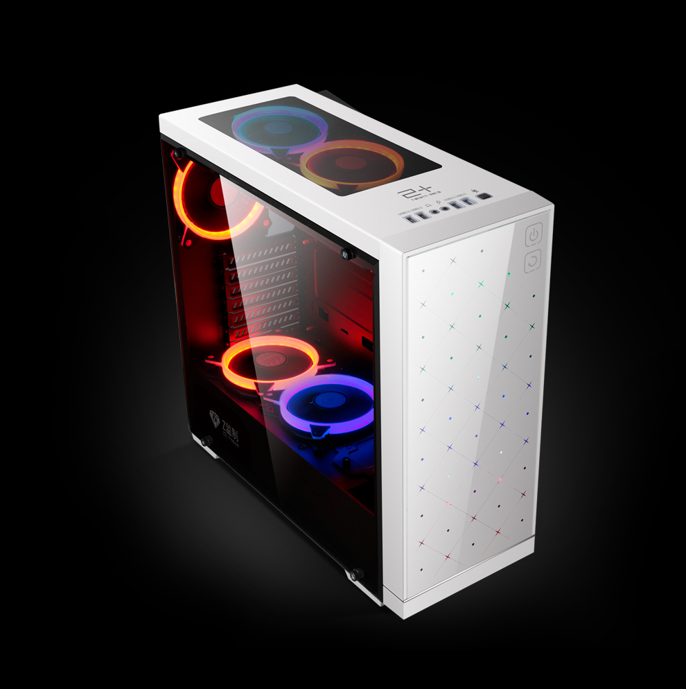 金河田z3w白色电脑机箱 玻璃全侧透水冷台式主机箱(atx/matx/mini-itx