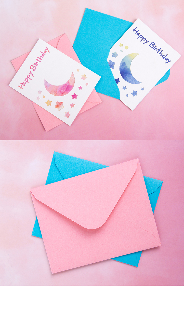 创意卡通星星月亮爱情生日纪念日卡片数字邀请卡祝福卡 粉色月亮数字