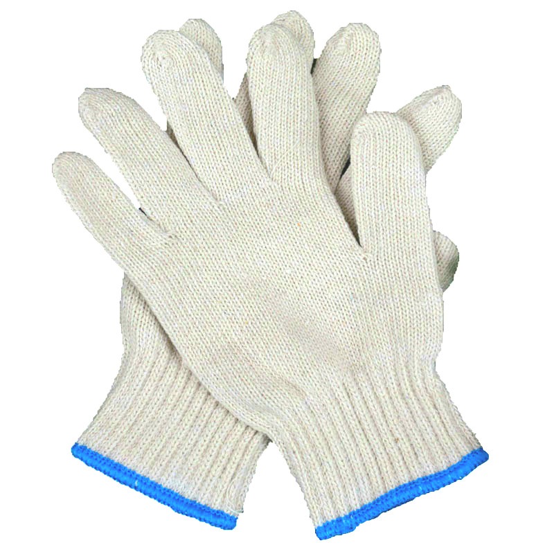 车资杰 劳保手套 加密耐磨工作手套 纯白棉纱手套 手腕处颜色随机 一