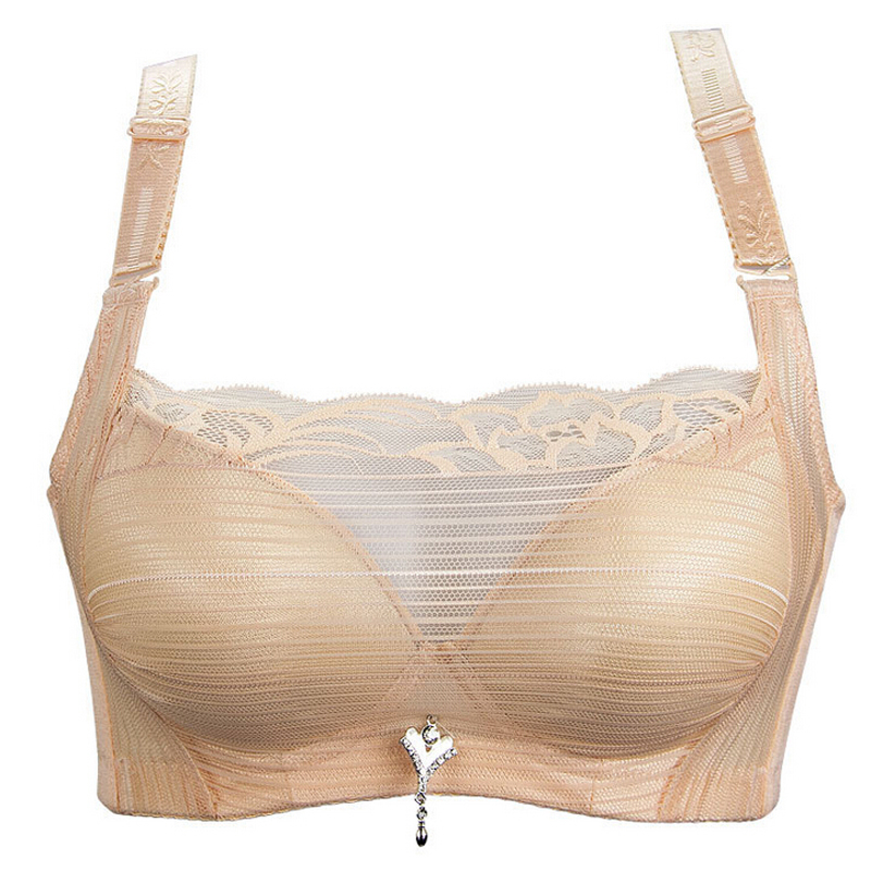 内衣性感调整聚拢收副乳美胸美背蕾丝纯色女品牌文胸 肤色 38b/85b