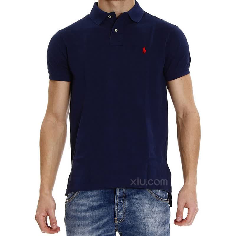 ralph lauren 男士纯棉logo印花短袖polo衫 蓝色 xxl【图片 价格 品牌