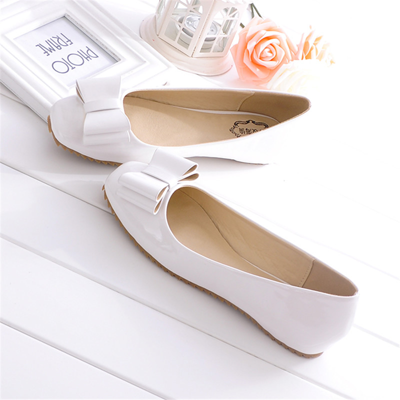 女休闲时尚平底单鞋特大特小码女鞋女瓢鞋牛津底舒适浅口平底鞋 白色